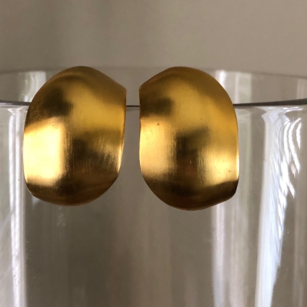 Brushed Goldtoned Wide Half-hoop Earrings